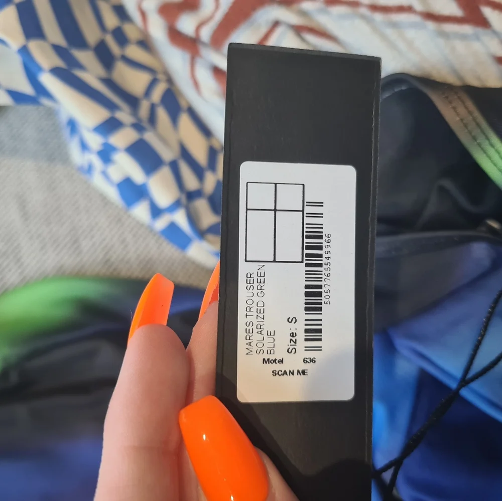 Motel x Olivia Neill Mares Flare Trouser in Solarized Green and Blue - Picture 8 of 9